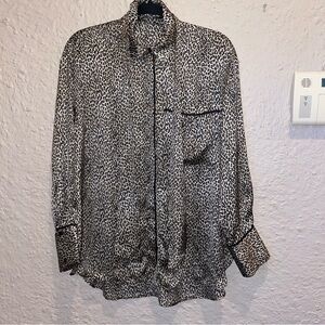 Zara Leopard Print Blouse with Black Details